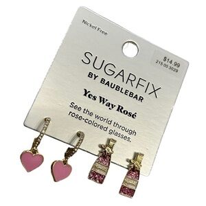 SUGARFIX by Baublebar Yes Way Rose’ Wine and Hearts Earrings, NWT NEW